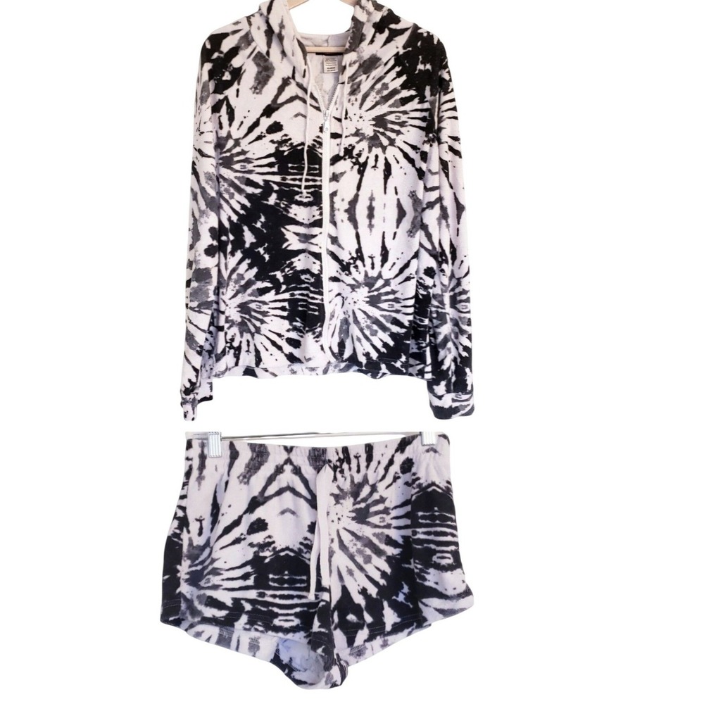 Weekend Terry Cloth Set size XL  terry cloth tie dye black white full zip‎